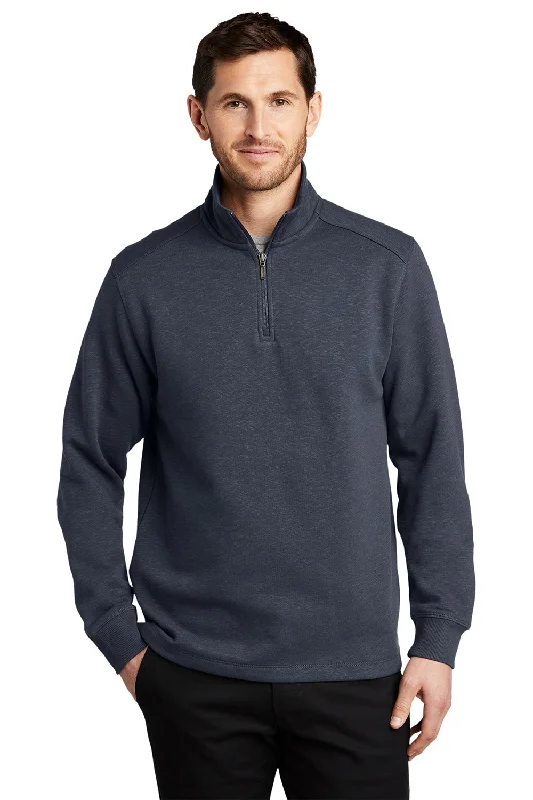 Act Now Port Authority Mens Slub Fleece 1/4 Zip Sweatshirt - Slate Grey