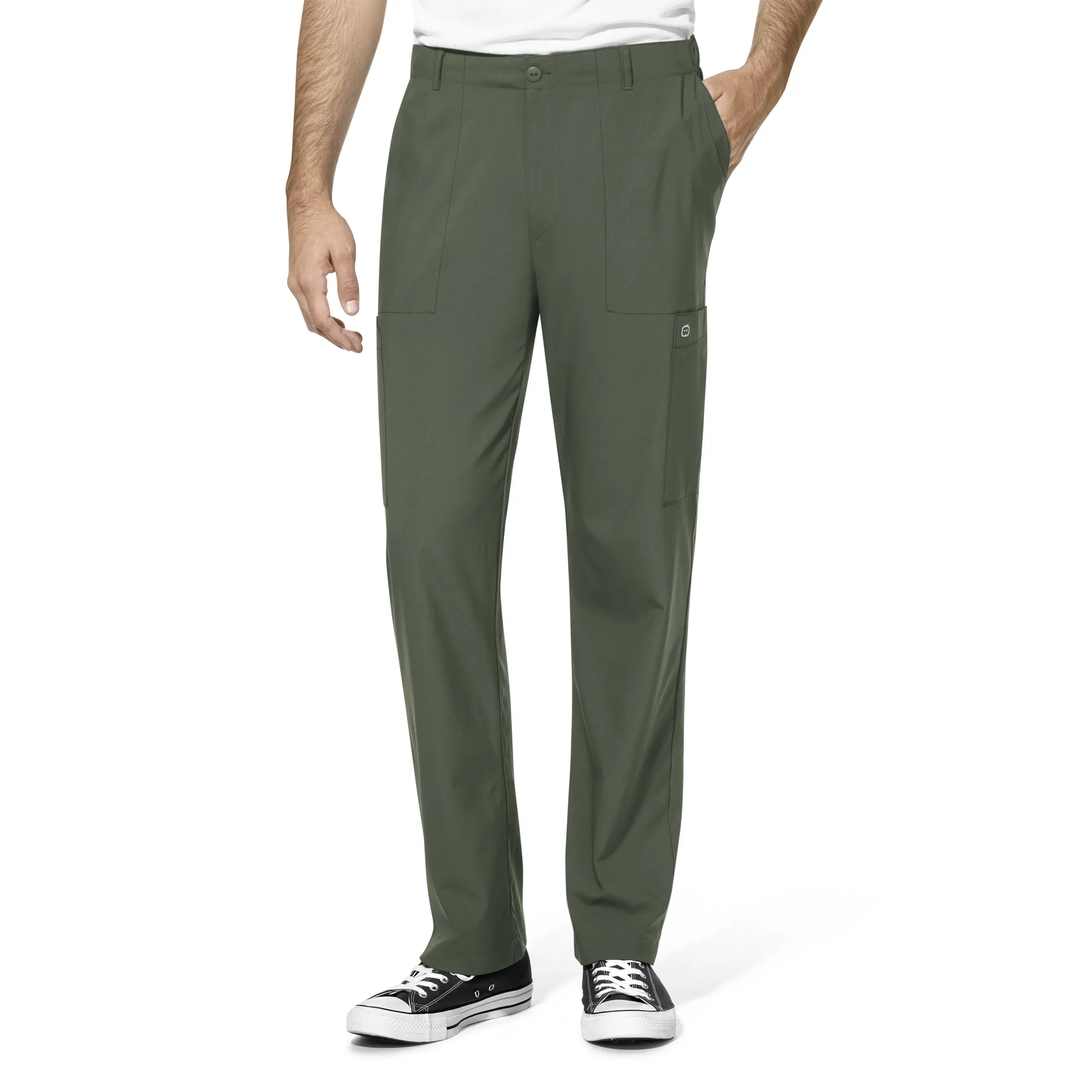 Special Offer Wink Men's Flat Front Cargo Scrub Pant - Olive