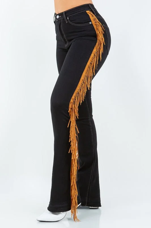 Referral Discount Fringe Boot Cut Jean In Black