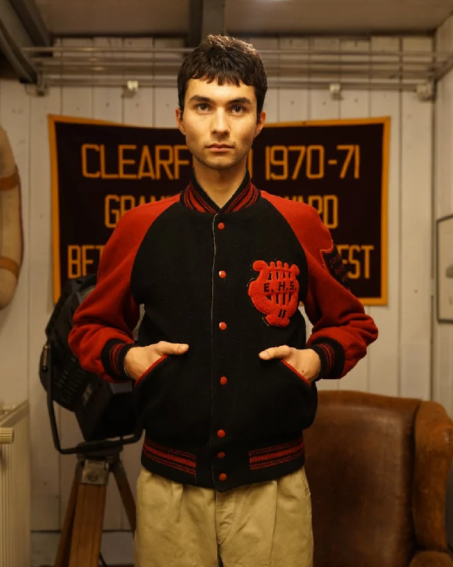 Flash Sale Black and Red Wool Varsity Jacket (M)