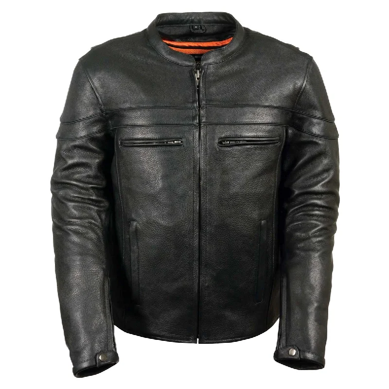 Crazy Deals Z1R1408 Men’s ‘45’ Black Sport Vented Black Leather Moto Jacket
