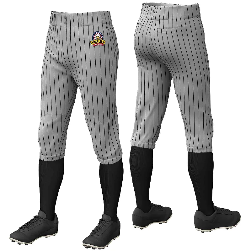 Holiday Sale Custom Gray Black Pinstripe Fit Stretch Practice Knickers Baseball Pants Holiday Sale Custom Gray Black Pinstripe Fit Stretch Practice Knickers Baseball Pants
