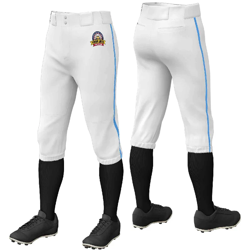 Low Price Custom White Powder Blue Classic Fit Stretch Practice Knickers Baseball Pants Low Price Custom White Powder Blue Classic Fit Stretch Practice Knickers Baseball Pants
