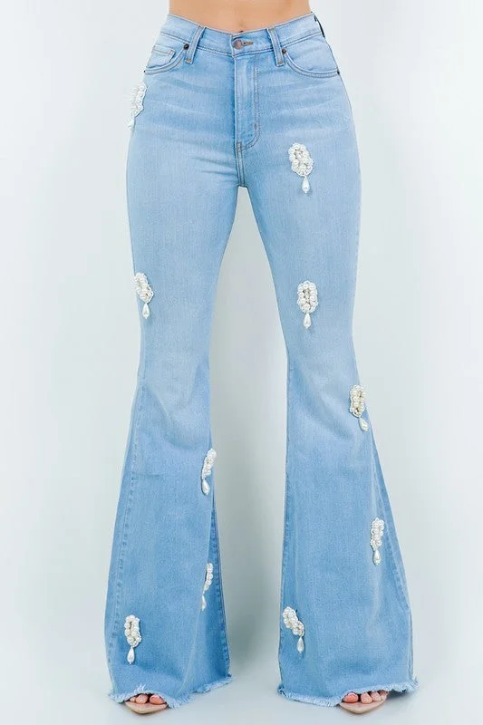 Act Now Perla Bell Bottom Jean - Inseam 32