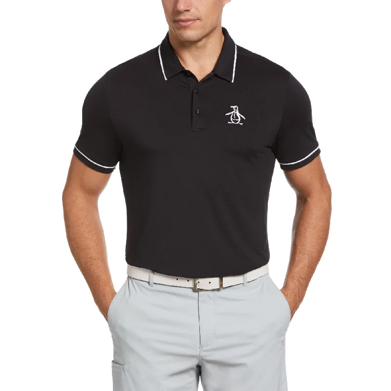 Mega Discount Oversized Pete Tipped Short Sleeve Golf Polo Shirt In Caviar