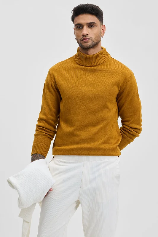 Act Fast Mustard Slim Fit Turtleneck Sweater
