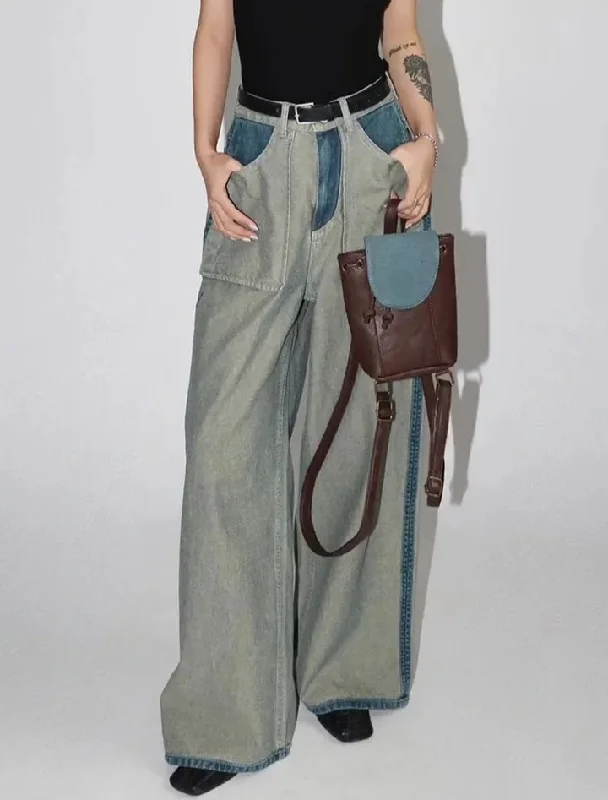 Discount Extravaganza Women's Jeans Feminine Casual Vintage Style High Waist Wide Leg Pant
