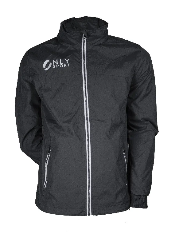 Grand Opening Sale SPRAY JACKET WITH WHITE ZIP TRIM - BLACK