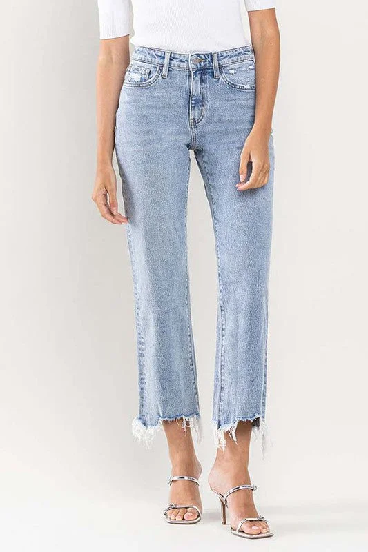 Weekend Discounts to Grab High Rise Distressed Hem Crop Dad Jeans