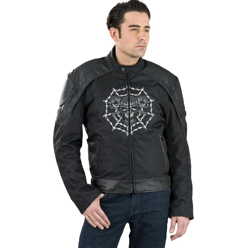 Great Deals Milwaukee Leather SH1963 Men's Black 'Glow In The Dark Skull' Textile Motorcycle Jacket Great Deals Milwaukee Leather SH1963 Men's Black 'Glow In The Dark Skull' Textile Motorcycle Jacket
