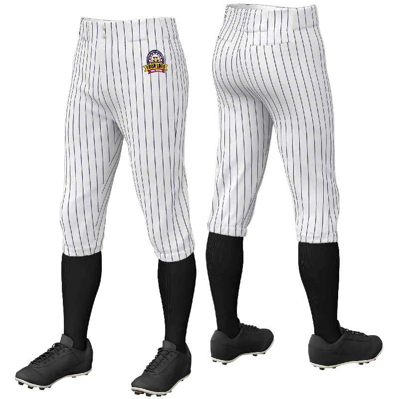 Deal of the Day Custom White Navy Pinstripe Fit Stretch Practice Knickers Baseball Pants Deal of the Day Custom White Navy Pinstripe Fit Stretch Practice Knickers Baseball Pants