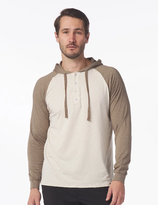 Big Discounts Low Tide Henley Hoodie: Oatmeal/Mocha