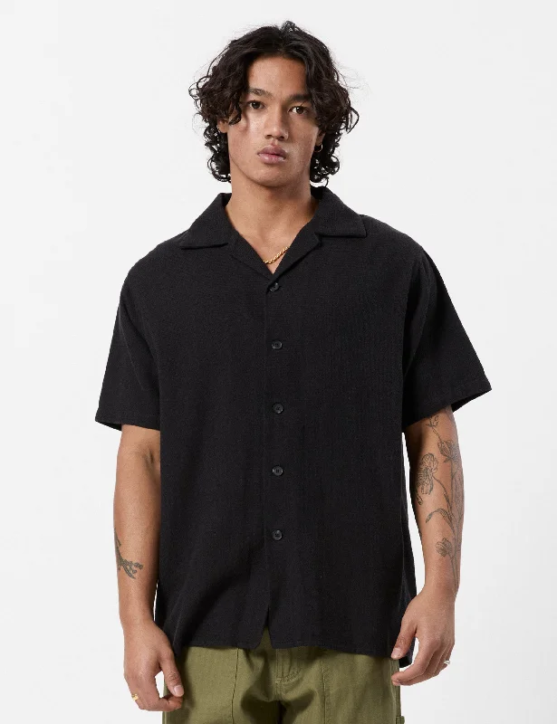 Season Finale Sale Waffle Short Sleeve Shirt - Black