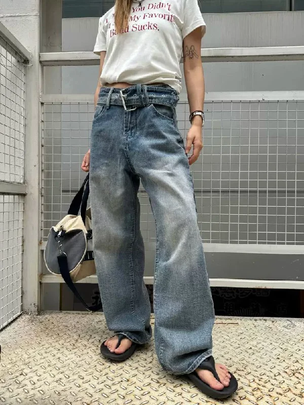 Bargain Blast Wide Waist Strap Belt Jeans