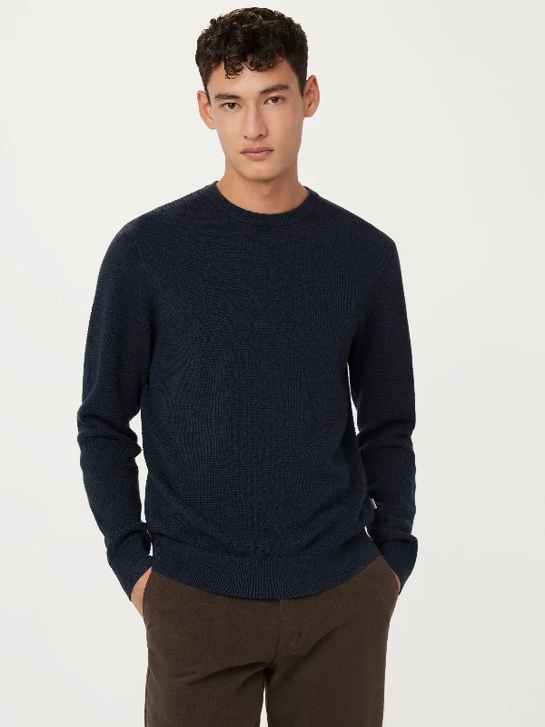 Extra Discounts The Waffle Crewneck Sweater in Midnight Blue