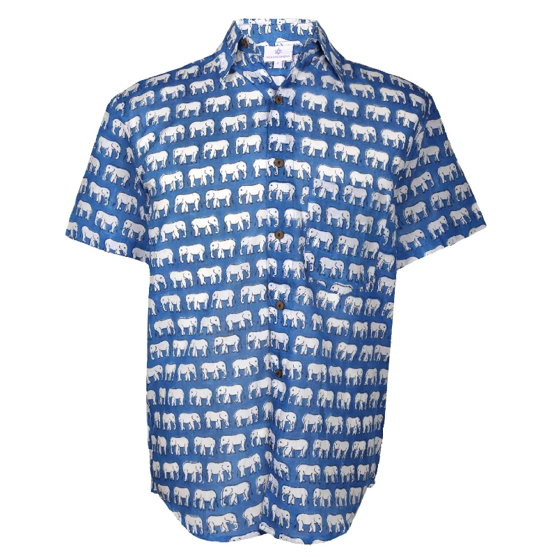Daily Deals Balboa Blue Men's Elephant Short Sleeve Shirt