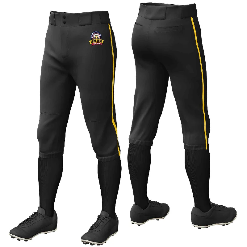 Instant Discount Custom Black Gold Classic Fit Stretch Practice Knickers Baseball Pants Instant Discount Custom Black Gold Classic Fit Stretch Practice Knickers Baseball Pants