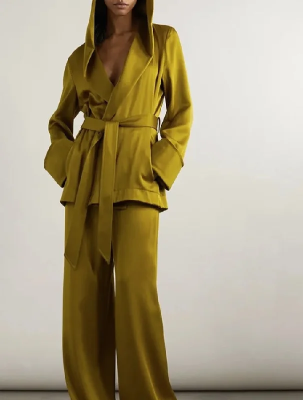 Deal Zone Fashionella High quality women's satin pants and hoodie jackets outfit