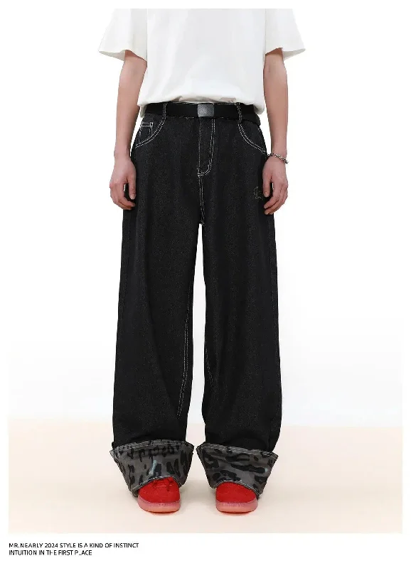 Savings Galore Folded Camo Detail Jeans