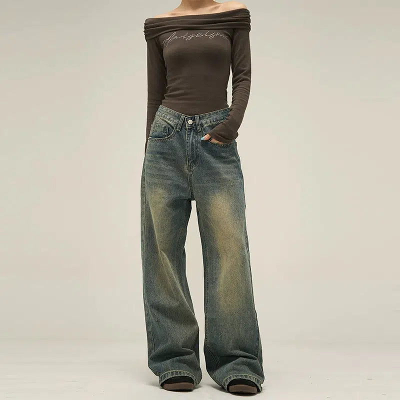 New Deal Vintage Faded Slant Pocket Jeans