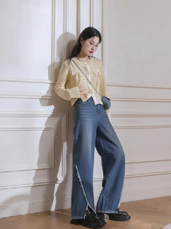 YEAR-End Sale Cobalt blue wide-leg jeans【s0000007209】