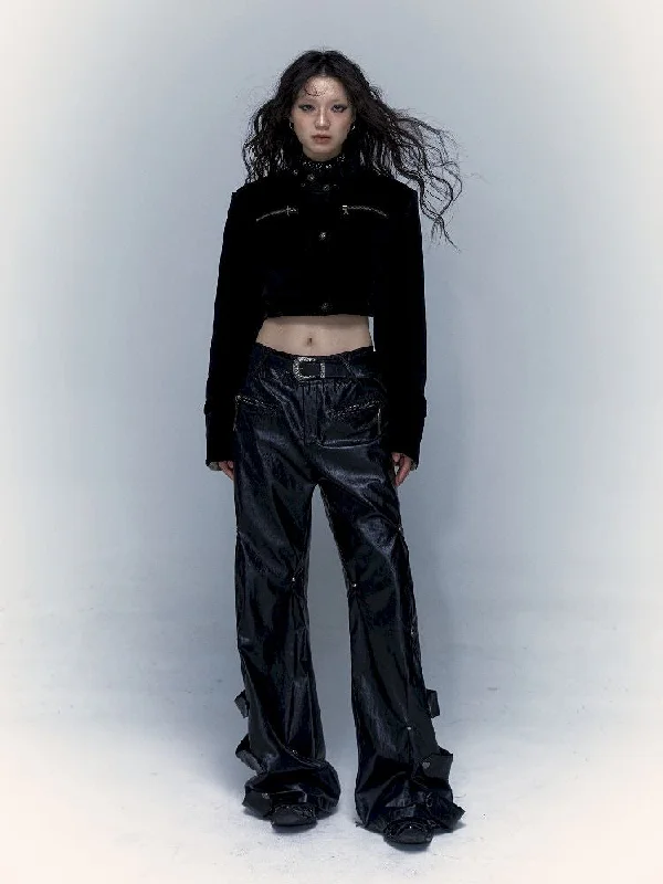 Price Rollback Studded Loose Leather Pants [s0000004675]