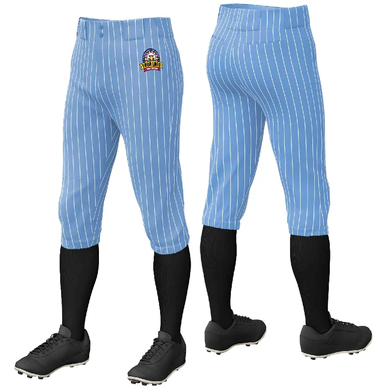 Lowest Price Custom Light Blue White Pinstripe Fit Stretch Practice Knickers Baseball Pants Lowest Price Custom Light Blue White Pinstripe Fit Stretch Practice Knickers Baseball Pants