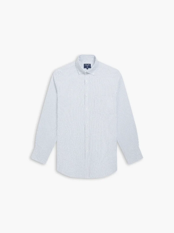 Overstock Light Blue Stripe Oxford Slim Fit Button Down Collar Casual Shirt