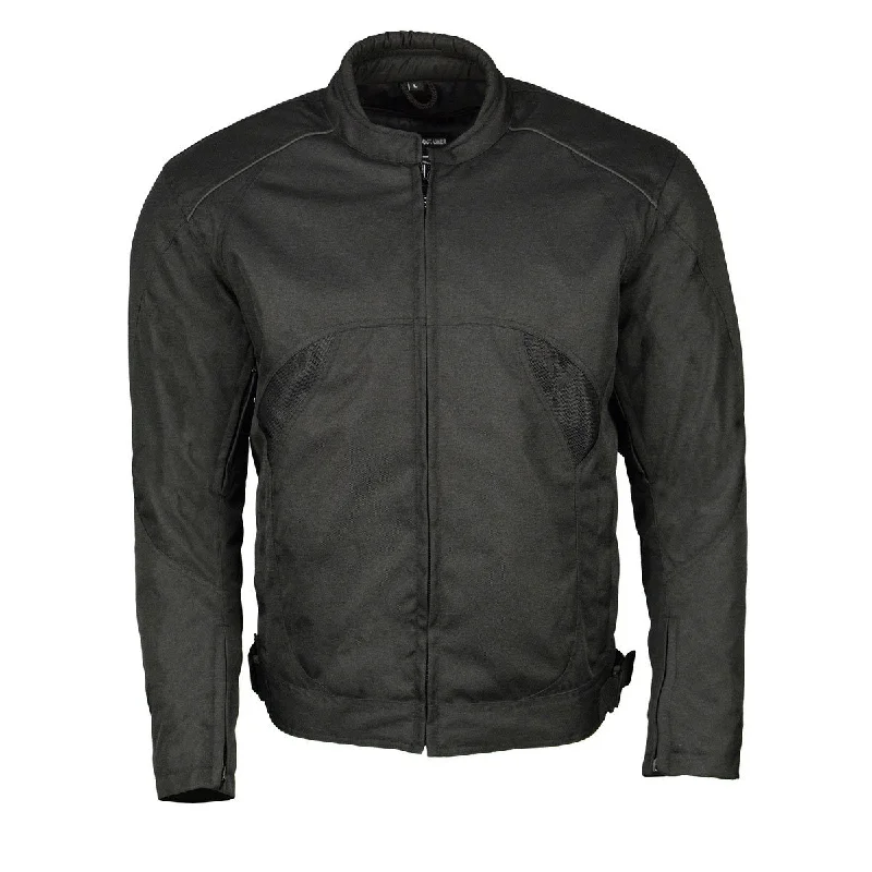 The Best Prices M Boss Motorcycle Apparel BOS11701 Men's Black Nylon Motorcycle Racer Riding Jacket with Mesh Panel Black
