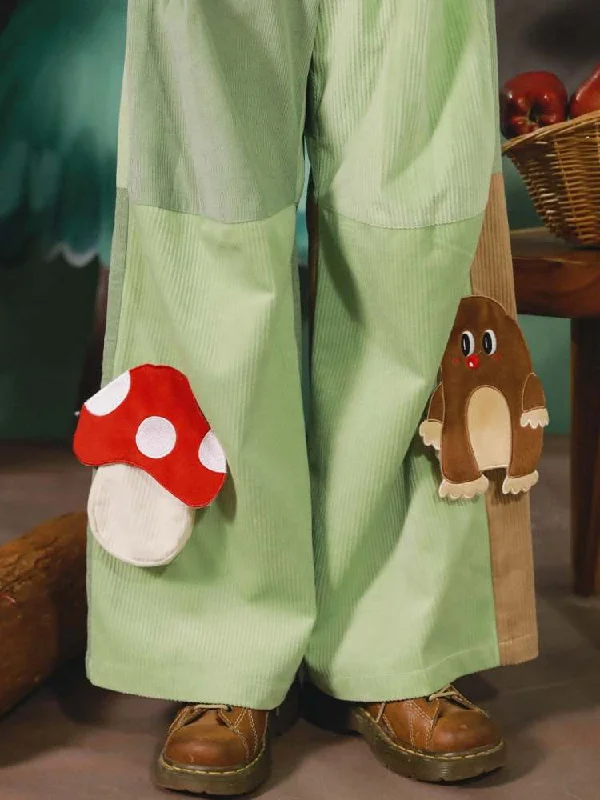 Exclusive Offers Mushroom Mole 3D Pocket Corduroy Contrast Flare Wide Pants [s0000007126]