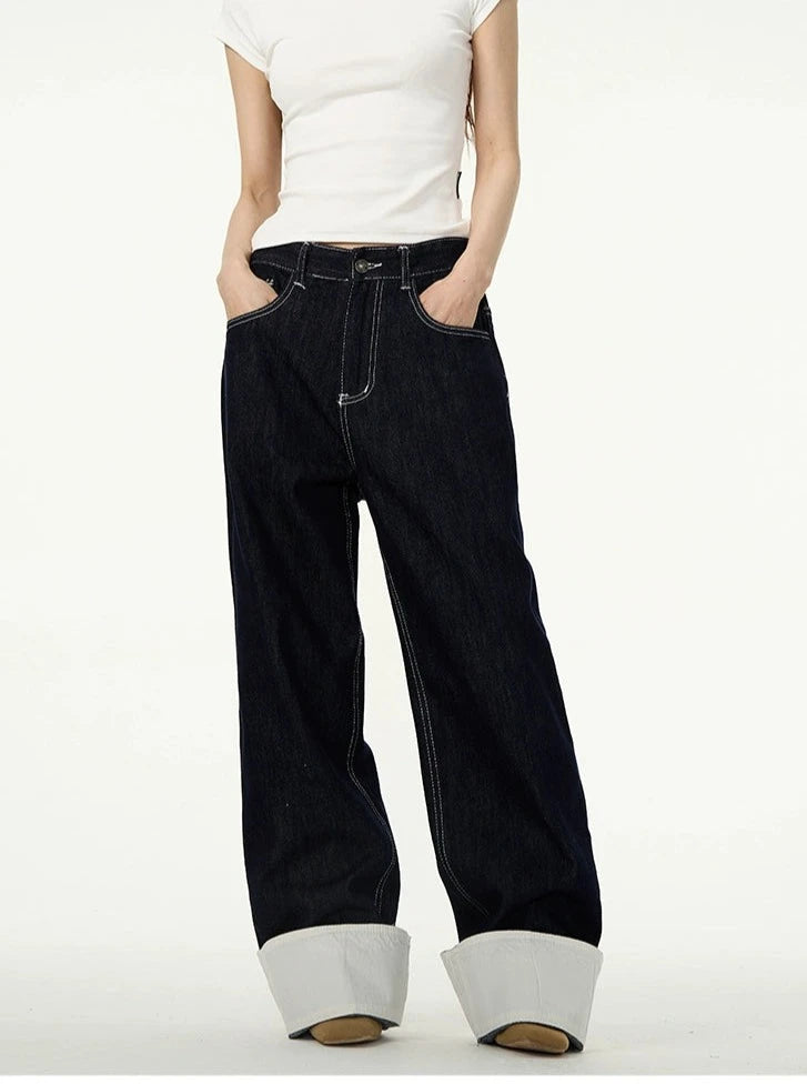 Weekend Deal Wide Folded Ends Jeans