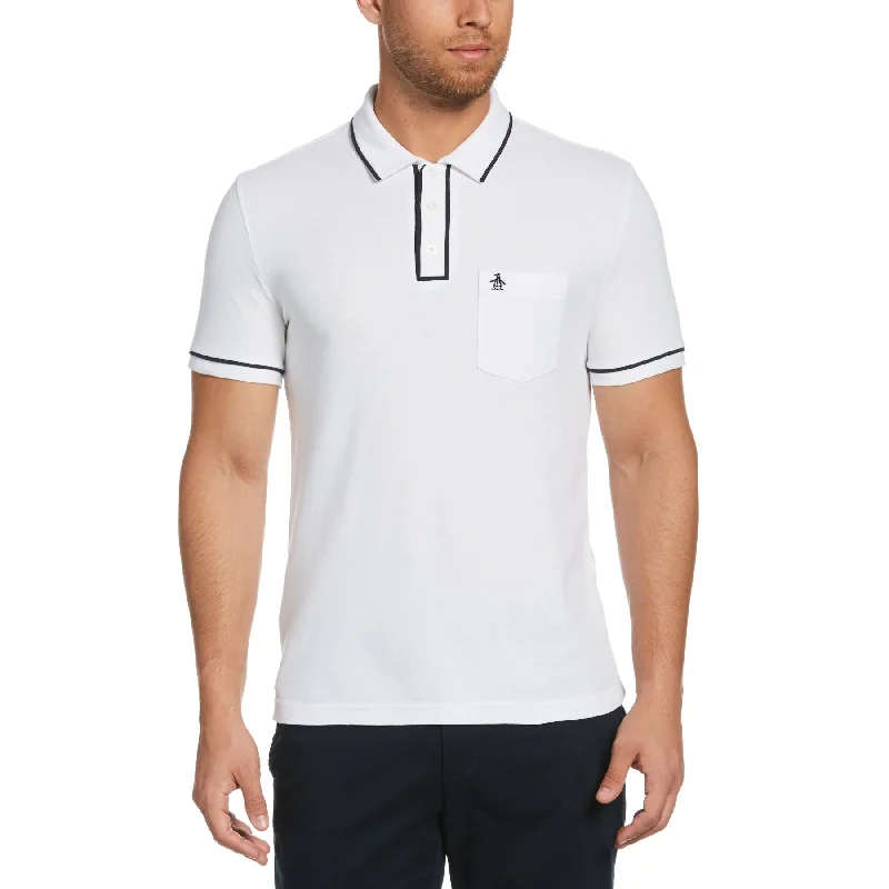 Quick Sale The Earl Organic Cotton Pique Polo In Bright White