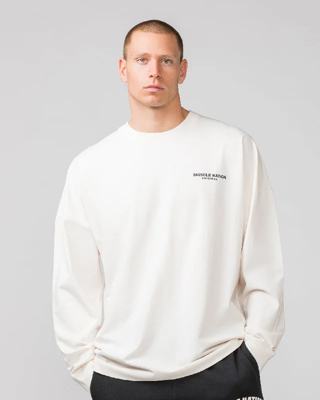 Buy Now Worldwide Long Sleeve Tee - Travertine