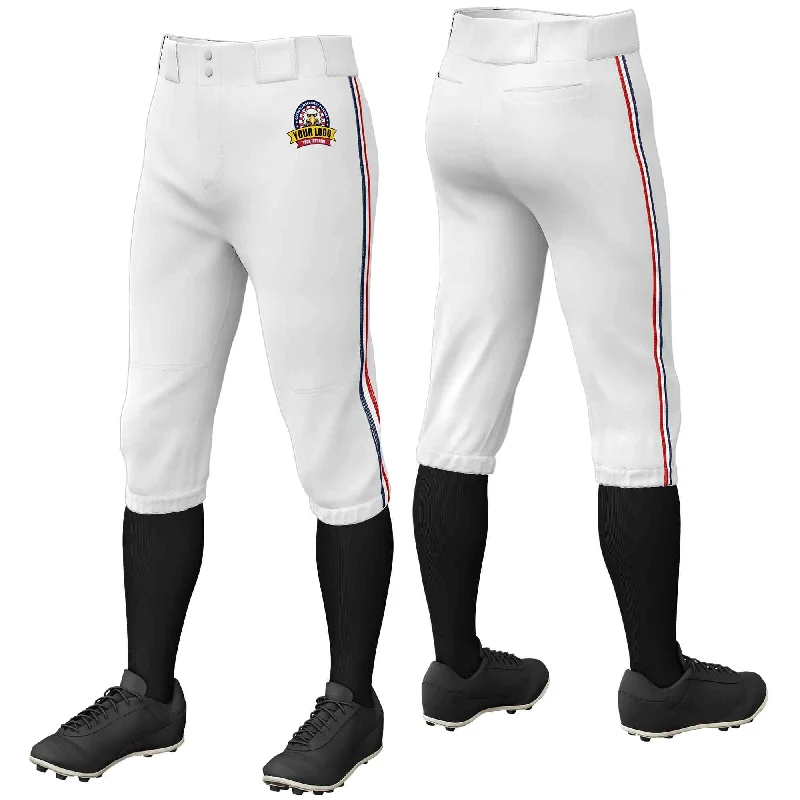 Fantastic Deals Custom White Navy White-Red Classic Fit Stretch Practice Knickers Baseball Pants Fantastic Deals Custom White Navy White-Red Classic Fit Stretch Practice Knickers Baseball Pants