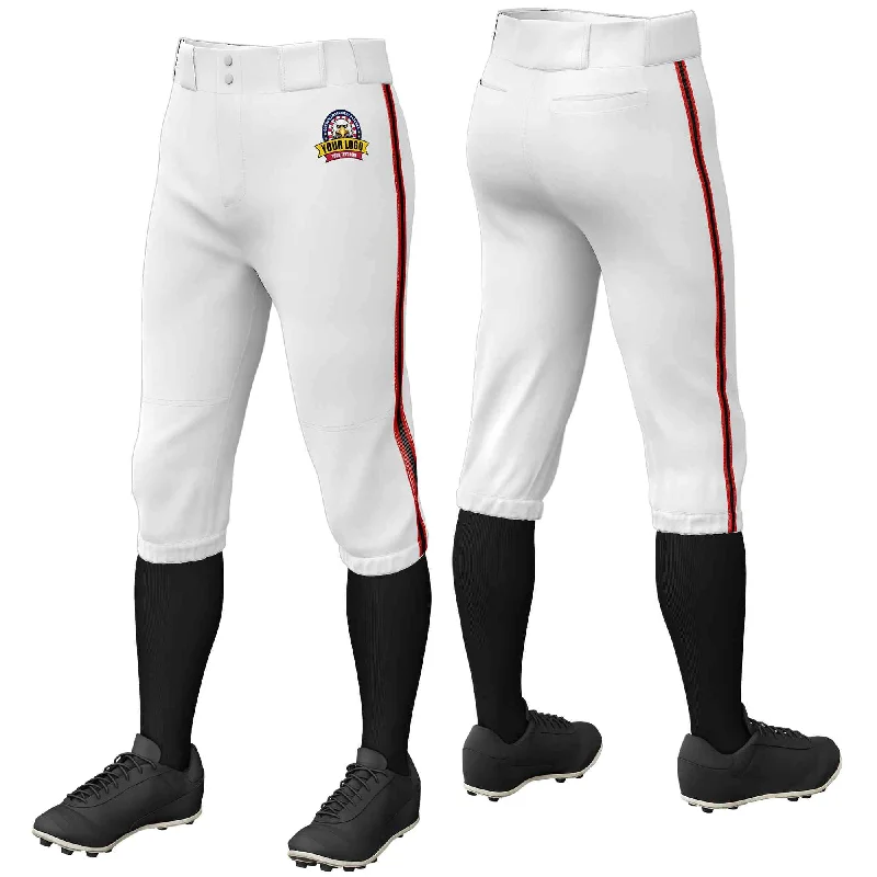 While Supplies Last Custom White Red Black-Red Classic Fit Stretch Practice Knickers Baseball Pants