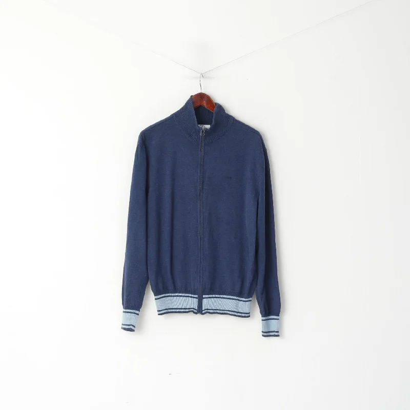 Final Sale Levi's Men XL (L) Jumper Navy Cotton Knit Full Zipper Lightweight Soft Sweater
