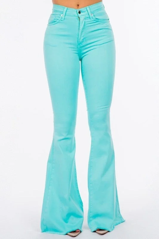 Weekend Specials to Savor Bell Bottom Jean in Turquoise Inseam 32"
