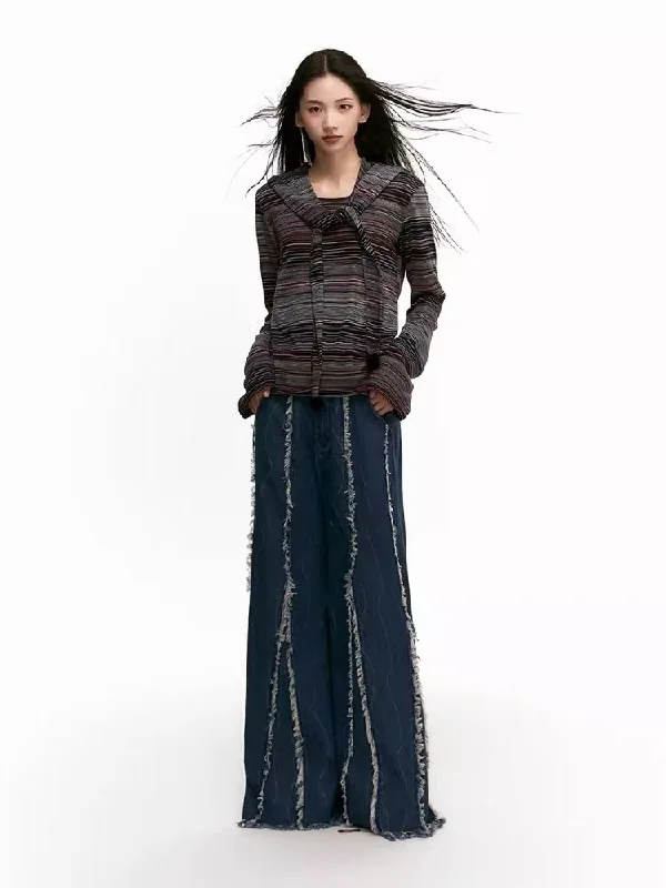 Huge Savings Raw Edge Wide Leg Fishtail Jeans【s0000006941】