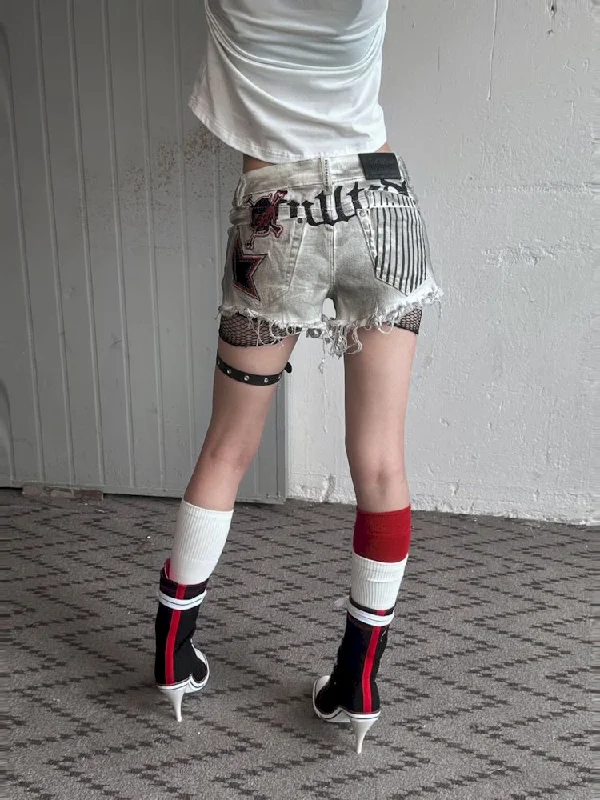 Weekend Deals That Impress Low-rise embroidered denim hotpants shorts【s0000008497】 Weekend Deals That Impress Low-rise embroidered denim hotpants shorts【s0000008497】