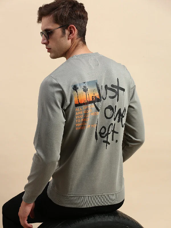 Lowest Price Men Grey Solid Casual Sweatshirt