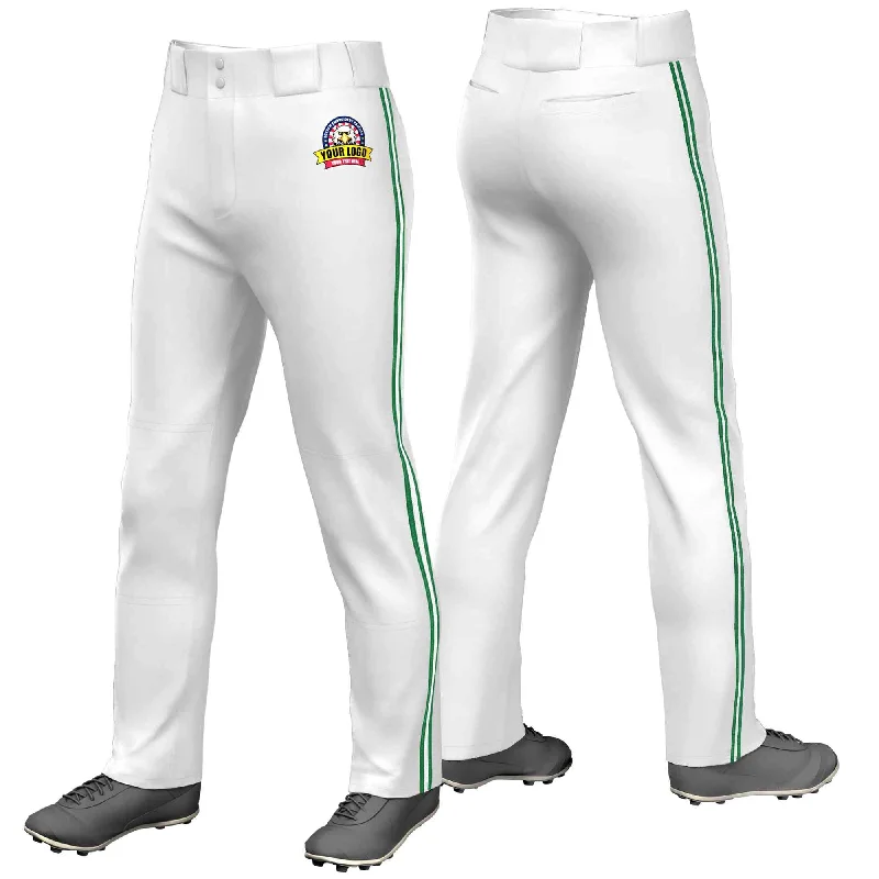 Weekend Discounts to Savor Custom White Kelly Green White-Kelly Green Classic Fit Stretch Practice Loose-fit Baseball Pants
