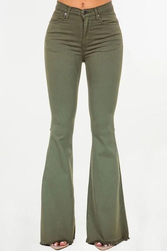 Great Deal Bell Bottom Jean in Olive- Inseam 32"