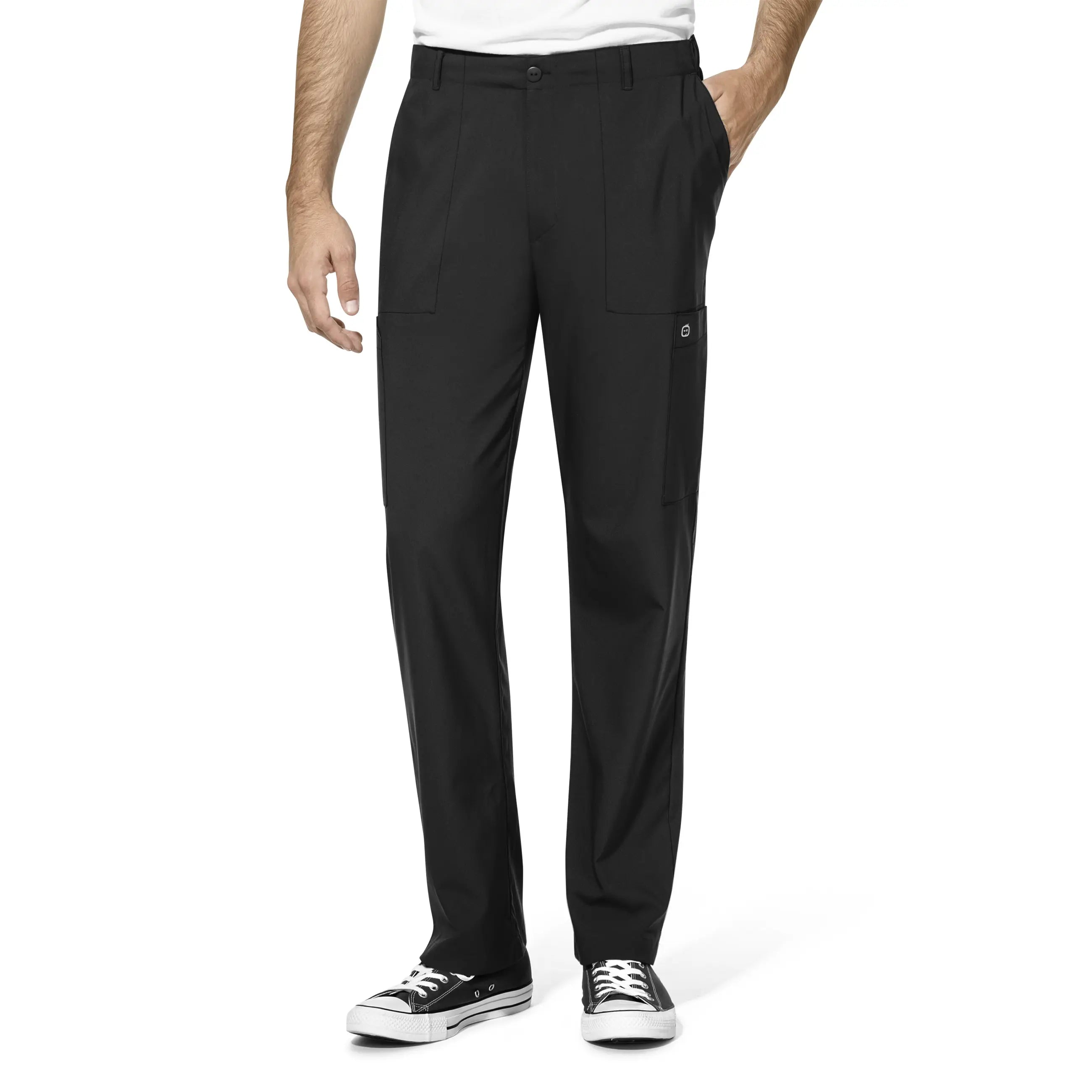 Super Bargain Wink Men's Flat Front Cargo Scrub Pant - Black
