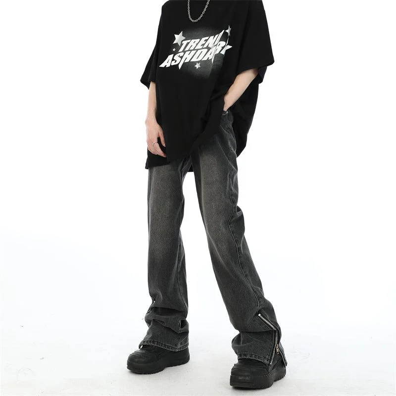 Weekend Offers That Tempt Small Side Slit Washed Jeans