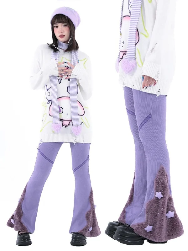 Daily Deals Patchwork Corduroy Flared Pants【s0000005709】