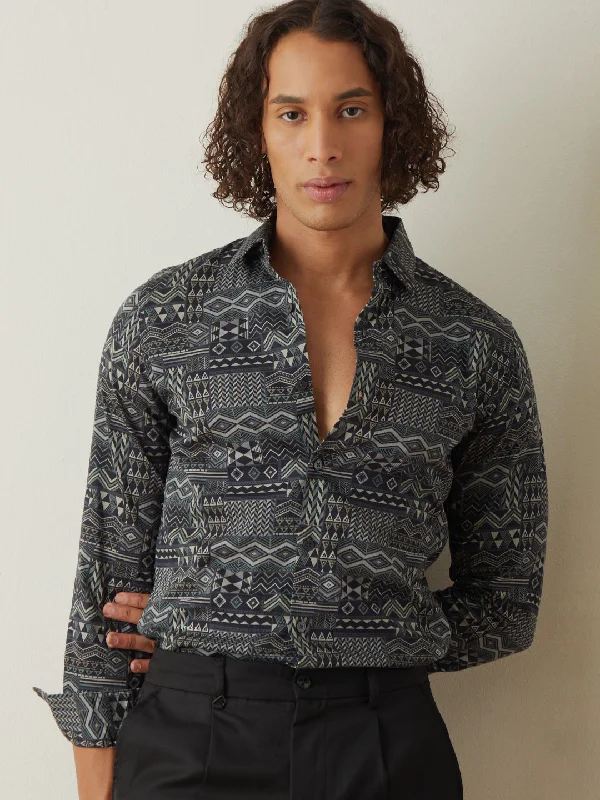 Weekend Offers That Thrill Green Printed Casual Shirt