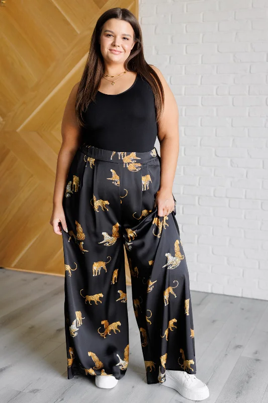 Savings Event Legendary in Leopard Satin Wide Leg Pants