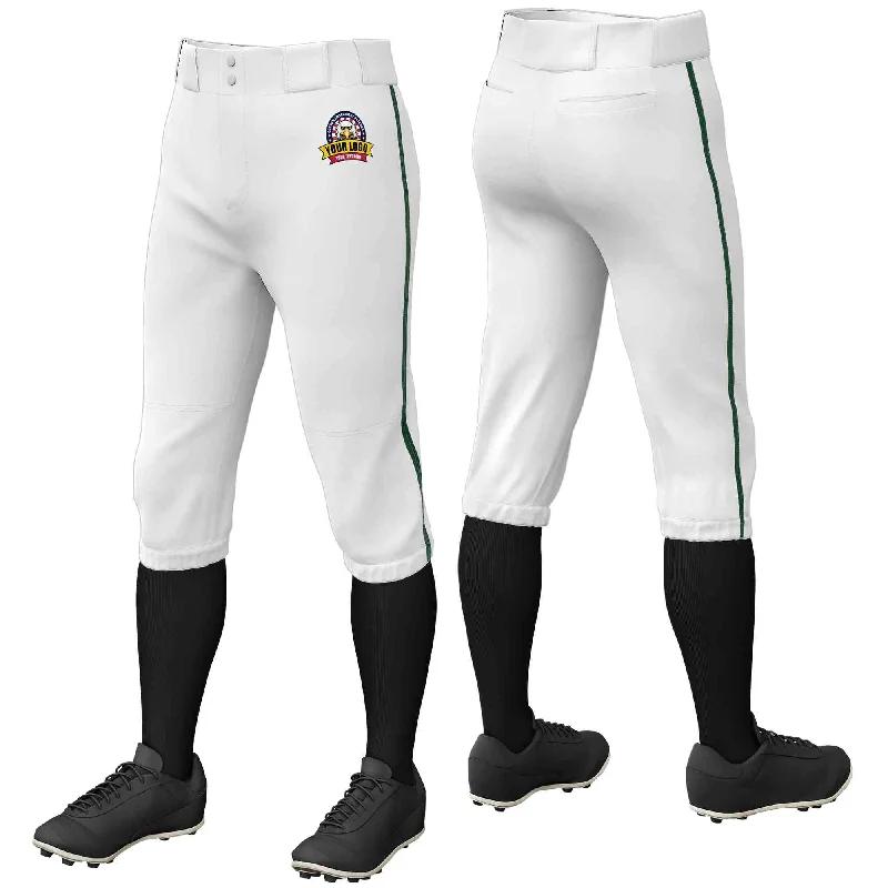 Special Buy Custom White Green Classic Fit Stretch Practice Knickers Baseball Pants