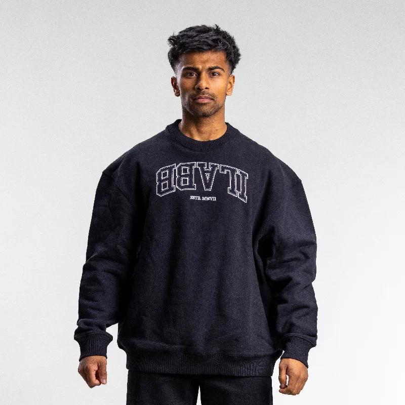 Amazing Deals Varsity Line Block Crew Unisex BLACK
