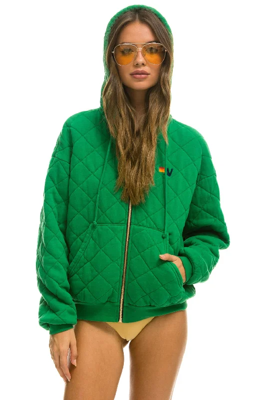 Deal of the Week QUILTED ZIP HOODIE RELAXED - KELLY GREEN